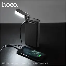 Портативна батарея Hoco Jove table lamp J62 30000mAh 4 порти 3 USB та 1 Type-C з лампою чорна - мініатюра 4