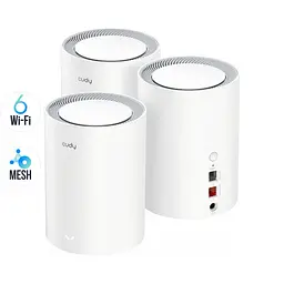 Маршрутизатор WiFi Mesh-система WiFi 6 2.5G Cudy M3000 V2.0 White (3-Pack) 3 штуки дводіапазонні AX3000 (73-00553)