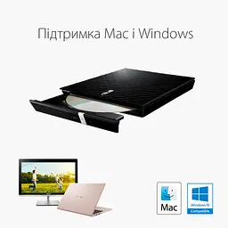 Оптичний привід DVD-RW ASUS SDRW-08D2S-U LITE/BLK/G/AS (90-DQ0435-UA221KZ) - мініатюра 3