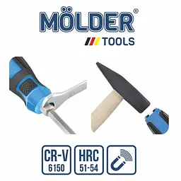 Набір викруток ударних з шестигранною опорою Molder 6 шт намагнічений наконечник двокомпонентна ручка MT33206 - мініатюра 3