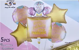 Набір фольгованих кульок "Happy Birthday Stay Fabulous" 5 шт декоративні для свят - мініатюра 2