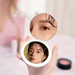 Кишенькове кругле дзеркало для макіяжу з LED підсвічуванням Pocket Mirror USB - мініатюра 3