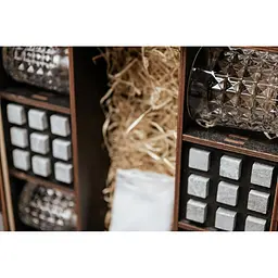 Подарунковий набір Whiskey Stones камені для віскі в дерев'яному пеналі №8 + 4 склянки Bohemia Diamond + щипці + мішечок - мініатюра 4