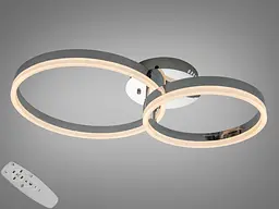 Люстра стельова LED хром 50W два кільця пульт