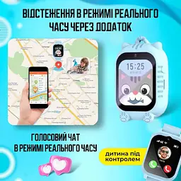 Смарт годинник дитячий A1 з відеодзвінком HD-камерою та GPS 2 змінних корпуса в комплекті Блакитний (KW2-A1-Blue) - мініатюра 3