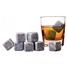 Камені для охолодження віскі 9 штук із чохлом, мильний камінь Whiskey Stones
