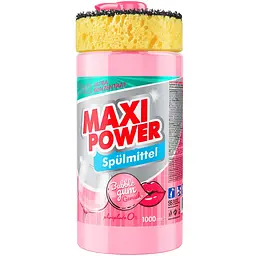 Засіб для миття посуду Maxi Power Бабл Гам з губкою, 1 л