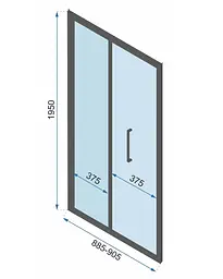 Душова кабіна Rea Rapid Fold 90x90 black пристінна REA-KPL-09914, Чорний матовий, Універсальна, прозрачний, Чорний матовий - мініатюра 5