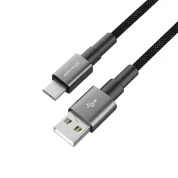 Дата кабель USB 2.0 AM to USB-C 1.0m 3A nylon black Grand-X (PC-08B) - мініатюра 3
