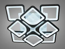 Стельова LED-люстра Diasha S8060/4+4BK з пультом і димером, чорна, 115W, 6325 lm, квадратні акрилові плафони 49×49 см - мініатюра 3
