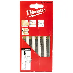 Полотна для лобзиків T101BR MILWAUKEE, 75х2,5мм, (5шт), (зворотній різ)