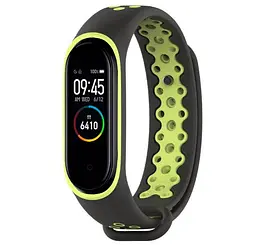 Силіконовий ремінець Primo Perfor Sport для фітнес-браслета Xiaomi Mi Band 4 Black Green - мініатюра 2