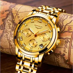 Чоловічий наручний годинник Lige Royal Gold - мініатюра 4