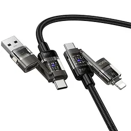 Дата кабель Hoco U151 Goldsmith 4in1 Type-C to USB/Type-C to Lightning 240W (1.2m) Black - мініатюра 2