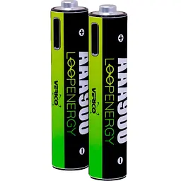 Акумулятор Verico AAA USB Type-C 600mAh 1.5V Li-ion * 2 (LoopEnergy) (1UDBT-A2WEB2-NN)