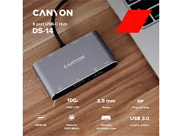 Мультипортовий адаптер Canyon 8 port USB-C Hub DS-14 (CNS-TDS14) - мініатюра 3