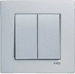 Вимикач двоклавішний VIKO Novella Срібло (93000002)