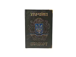 Обкладинка для паспорта ЛЮКС КОЛОР 130-Ра Україна чорний "КОЗАК" герб, кожзам
