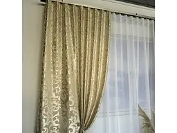 Штори жаккард "Вензель" бежеві 150х270 см, 2шт, тасьма ALBO pbe0052935 - мініатюра 4