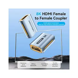 Перехідник HDMI F to HDMI F 8K Aluminum black Vention (AIUH0) - мініатюра 2