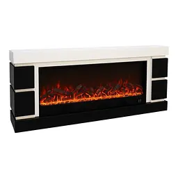 Електричний камін Logos Long 158 1500Вт Bluetooth звук потріскування дров Black with white (10080143)Электрический камин Logos Lon
