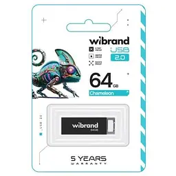 USB флеш накопичувач Wibrand 64GB Chameleon Black USB 2.0 (WI2.0/CH64U6B) - мініатюра 2