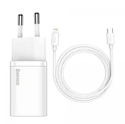 МЗП Baseus Super Si Quick Charger Type-C 20W EU with Cable Type-C to Lightning 1m Sets White