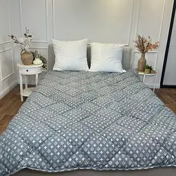 Ковдра двоспальна стьобана зимова з холофайбера Leri Max 21517 175х210 см сіра - мініатюра 4