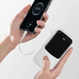 Зовнішній акумулятор Baseus Qpow 20000 mAh із вбудованим кабелем Type-C PPQD-G02 білий - мініатюра 2