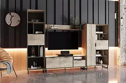 Стелаж для книг та декору на ніжках Moreli Forte F-0016 у стилі Loft 550х2000х400 мм Бетон Тефра - мініатюра 3