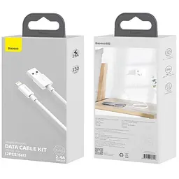 Кабель Baseus Simple Wisdom Cable USB to Lightning 2.4A 1.5m Kit 2PCS TZCALZJ-02 White - мініатюра 4