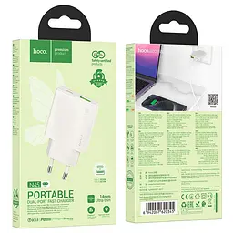 Адаптер мережевий HOCO Biscuit charger N45 |1USB/1Type-C, QC/PD, 30W/3A| - мініатюра 2