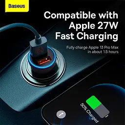 Адаптер автомобільний Baseus Golden Contactor Max Dual Fast Charger 60w CGJM000013 - мініатюра 9