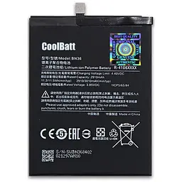 Акумуляторна батарея CoolBatt Xiaomi BN36 Mi 6X Mi6X 2910 мА*год