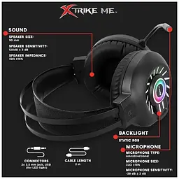 Ігрові навушники Xtrike Me Stereo Gaming Headset GH-605 для геймерів з мікрофоном підсвічуванням - мініатюра 8