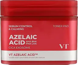 Тонер-педи з азелаїновою кислотою 60 шт VT Cosmetics Azelaic Acid Toner Pad