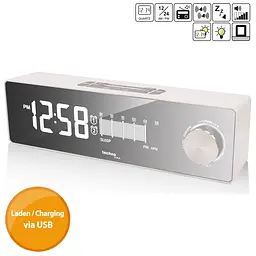 Годинник настільний з радіо Technoline WT483 White/Silver (WT483), Білий - мініатюра 4