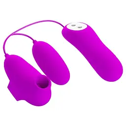 Вібратор з вакуумним стимулятором клітора Pretty Love Suction Vibro Bullets рожевий - мініатюра 5