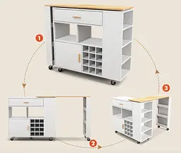Розкладний столик тумба 2 в 1 Costway Rubber - мініатюра 5