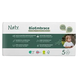 Одноразові дитячі підгузки BioEmbrace розмір 5, 11-25 кг 40 шт. в уп NATY