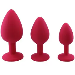 Анальна пробка I’MCUM Crystal Harmony Розмір M 8x3.5 см Силіконова Червона (IM-KGS201_M_red) - мініатюра 7