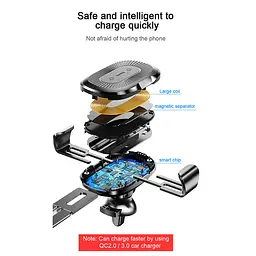 Автотримач з БЗП Baseus Gravity Wireless Air Vent (WXYL) Чорний - мініатюра 3