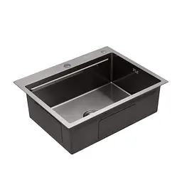 Кухонна мийка Kroner KRP Schwarze - 6350HM PVD (3.0/1.0 мм) CV031453, Чорний - мініатюра 3