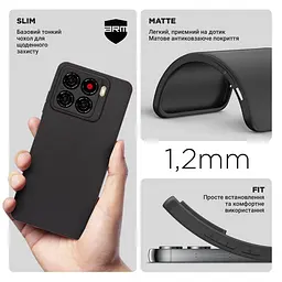 Чехол-накладка для смартфона ZTE Blade A56 4G, противоударный, силиконовый, термополиуретановый (ТПУ), с защитой камеры и корпуса, черный, защита всего корпуса, ArmorStandart (ARM87537) - мініатюра 3