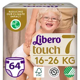 Підгузки Libero Touch 7 (16-26 кг), 64 шт. (10457)