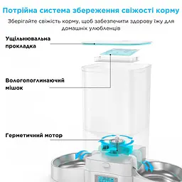 Автоматична годівниця для котів HoneyGuaridan A305D 5 л з двома мисками, білий - мініатюра 4