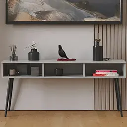 Тумба під телевізор Кентуккі Ferrum-decor 45x139x38 Чорний метал ДСП Бетон 16 мм (FRD-106727)