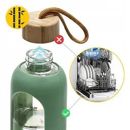 Пляшка для води спортивна 4FIZJO 1000 мл скляна Olive (P-5905973403900) - мініатюра 9