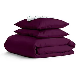 Комплект постільної білизни Cosas Plum CS1 Євро марсала (Ranfors77_CherryDark_ColorBlots_200)