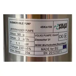 Насос свердловинний вихровий VOLKS pumpe 4SKm150 1,1кВт + кабель 15м + пульт - мініатюра 4